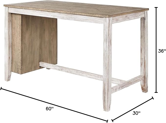 Signature Design by Ashley Skempton Farmhouse 36" Counter Height Dining Table with Storage & Wine Rack, Whitewash