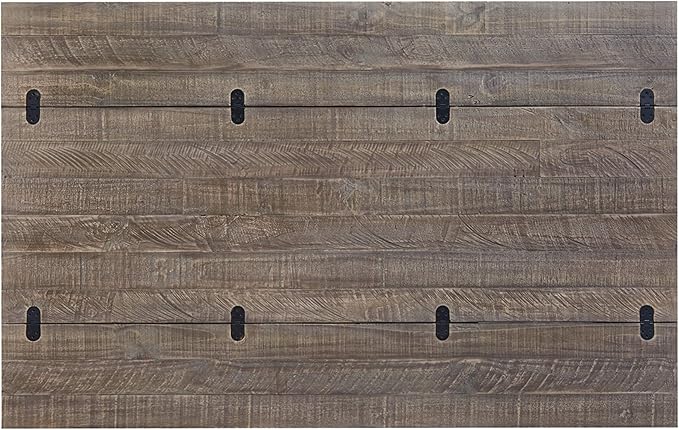 Signature Design by Ashley Havalance Farmhouse Sofa Table, Flip Top Design for Additional Dining Space and Fixed Lower Shelf, Gray & White with Weathered Finish