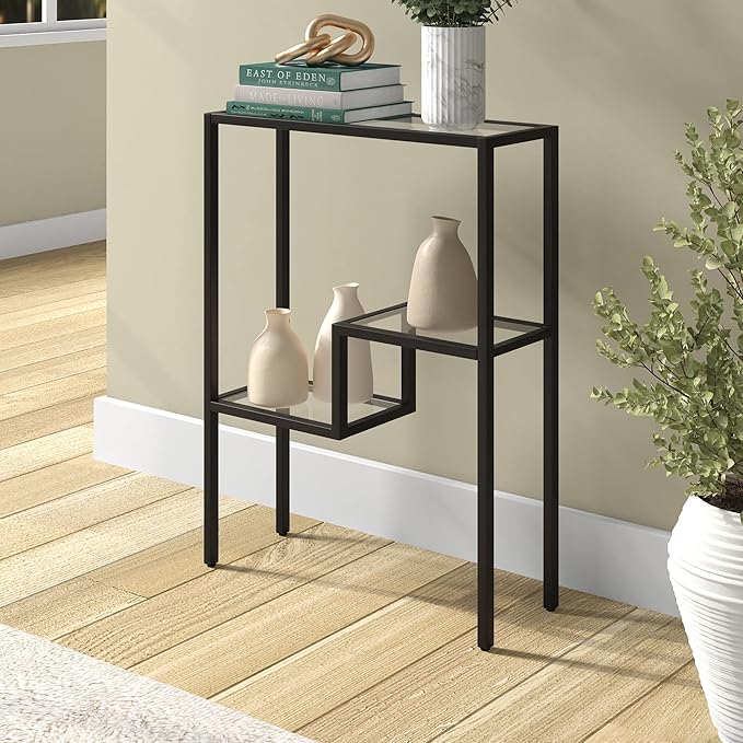 Henn&Hart 22" Wide Rectangular Console Table in Blackened Bronze, Entryway Table, Accent Table for Living Room, Hallway