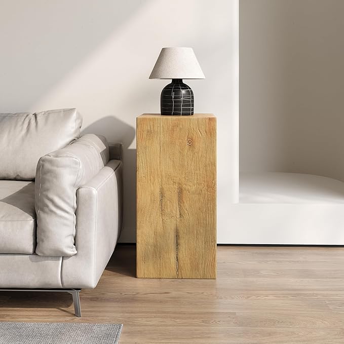 Christopher Knight Home Bard 33.75" Square Living Room Side Table, Wood-Like Distressed Finish End Table, Decorative Accent Table for Indoor Outdoor Usage, Space Saving Furniture, Natural