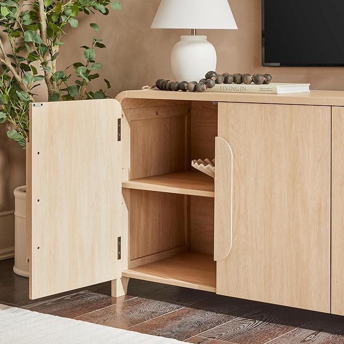 Walker Edison Chantelle Sideboard TV Stand with Storage, 70", Coastal Oak