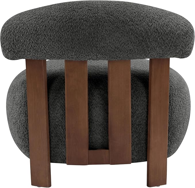 Christopher Knight Home Elvina Boucle Fabric Accent Chair, Solid Wood Single Lounge Sofa, Bedroom Comfy Reading Chair, for Modern Minimalist Style Living Room/Home Office, Dark Gray