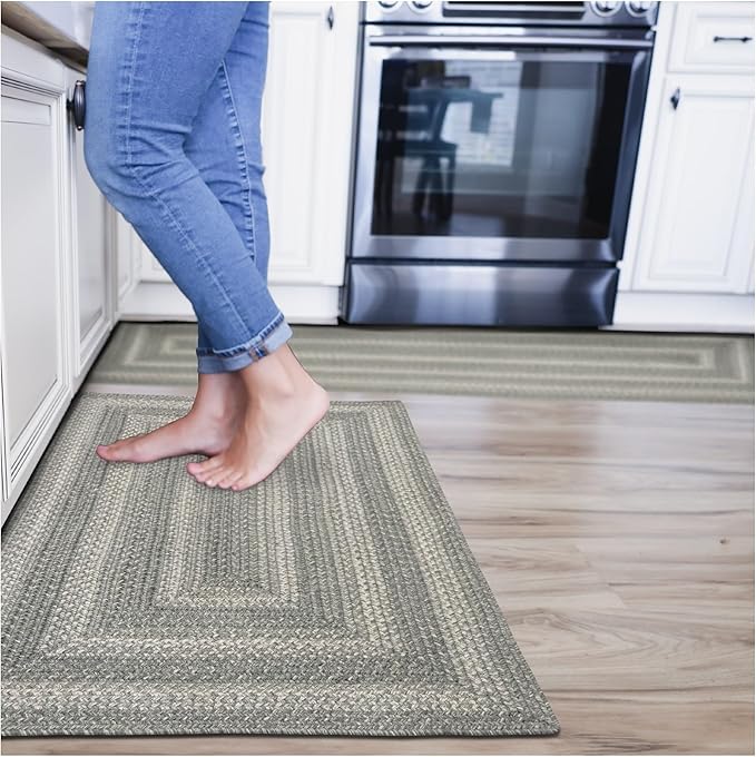 Grey Cloud Small Braided Rug, 27x45 Rectangle - Grey, Handmade with Jute - Warm Farmhouse Decor, Perfect for Kitchens and Entryways - Durable and Easy to Clean