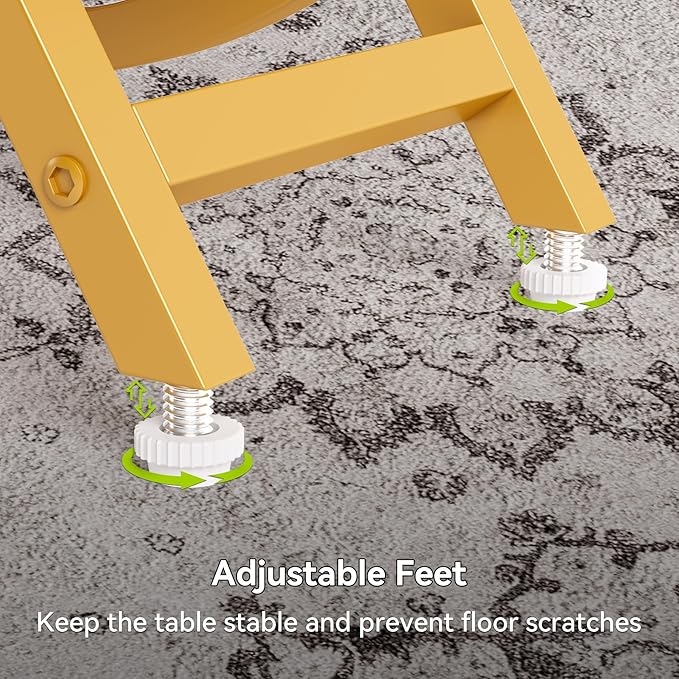 LITTLE TREE End Table, 4-Tier Narrow Faux Marble Side Table with Large Storage Space, Modern Nightstand and Bedside Table for Living Room, Home Office, Bedroom, White and Gold