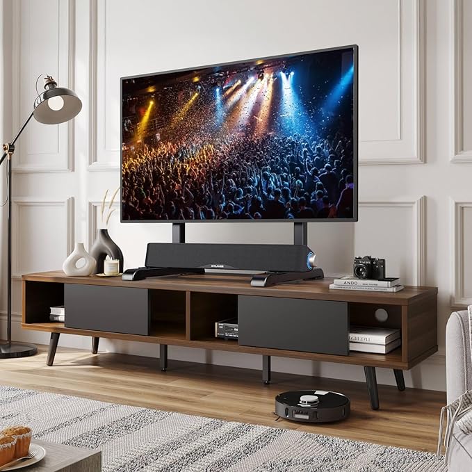 AX WABER Universal TV Stand,Table Top TV Stand Base Replacement for Most 37 to 86 Inch LCD LED TVs, 7 Height Adjustable Legs with Cable Management Hold up to 150lbs, Max VESA 800x600mm, Black AX10TB01