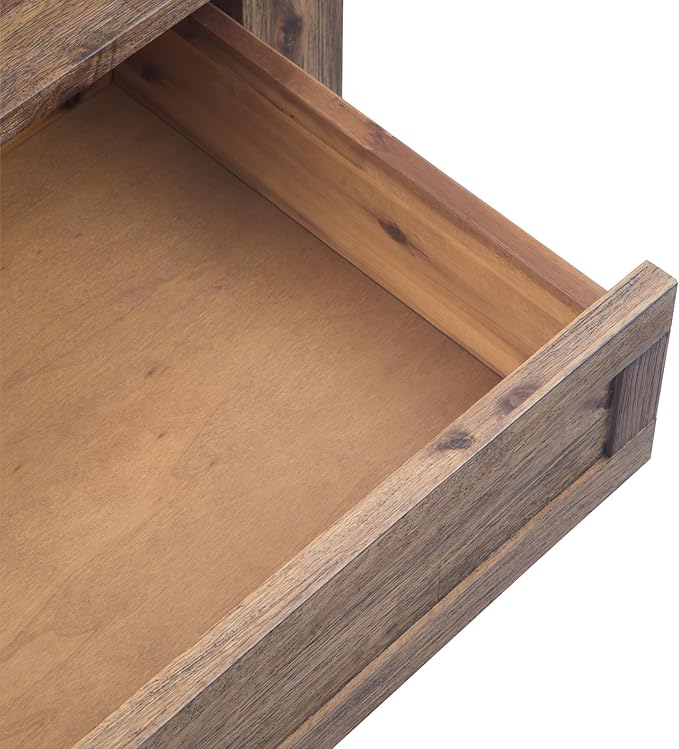 SIMPLIHOME Monroe Square Coffee Table - 38 inch Wide Solid Acacia Wood Living Room Table in Rustic Natural Aged Brown, Rustic Cocktail Table for Family Room or Lounge with 2 Drawers and Open Shelf