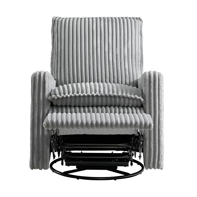 Oxford Baby Uptown Upholstered Swivel Glider and Recliner Nursery Chair - Corduroy, Ash Gray