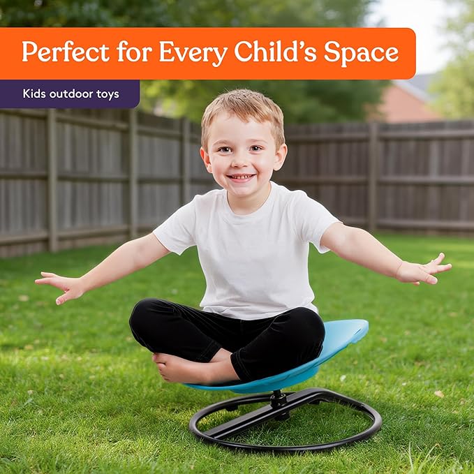 Special Supplies Smile Spinning Chair for Kids- Versatile Kids Sit and Spin Sensory Chair for Training Body Coordination for Playroom, Bedroom, or Nursery (Blue)
