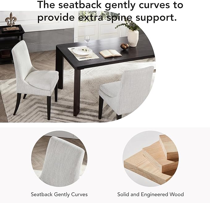 Upholstered Dining Chairs Modern Sidechair Performance Fabric High Back Armlesschair for Diningroom Kitchen,Cream,Set of 2(1 Box)