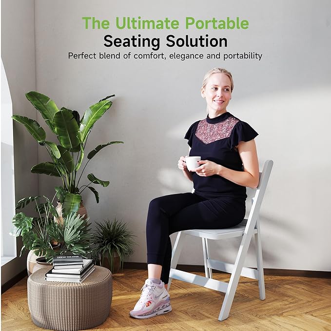Real Relax White Resin Folding Chairs with Cushion - Comfortable Foldable Plastic Chair - Stackable Chairs with Padded Seats - Indoor/Outdoor Chairs for Events, 600lbs Capacity(30 Pack)