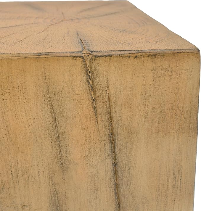 Christopher Knight Home Bard 27.75" Square Living Room Side Table, Wood-Like Distressed Finish End Table, Decorative Accent Table for Indoor Outdoor Usage, Space Saving Furniture, Natural