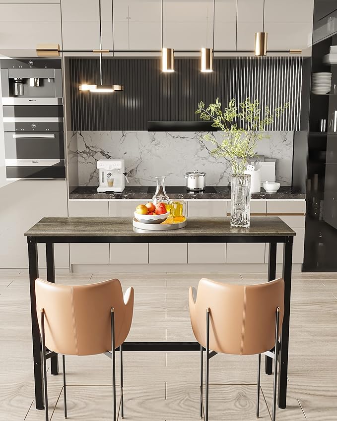 Teraves Bar Table, Bar Height Pub Table, Counter Height Table with Sturdy Metal Frame, Rectangular High Top Table for Kitchen & Dining, Living Room (39.37", Black Oak)