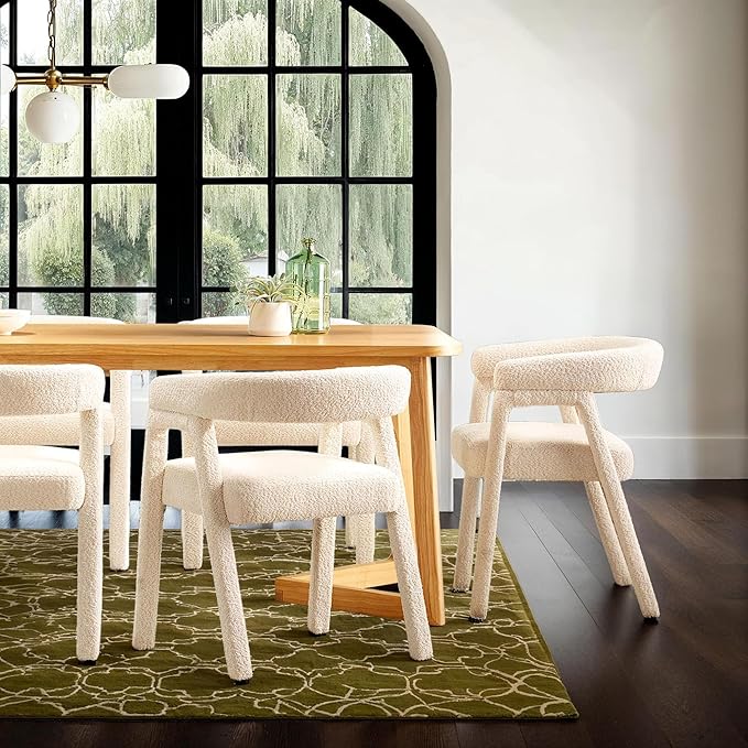 Walker Edison Ezra Modern Solid Wood Rounded Back Dining Chair - Natural (Set of 2)