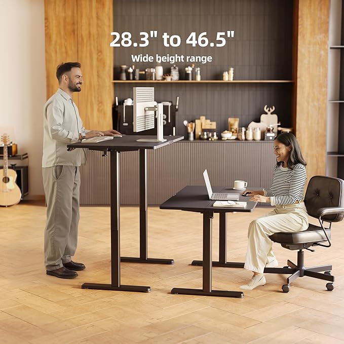 Seang Standing Desk with Adjustable Height, 55x24 Inch Electric Stand Up Desk for Home Office, Studio, Computer Workstation, Black Top