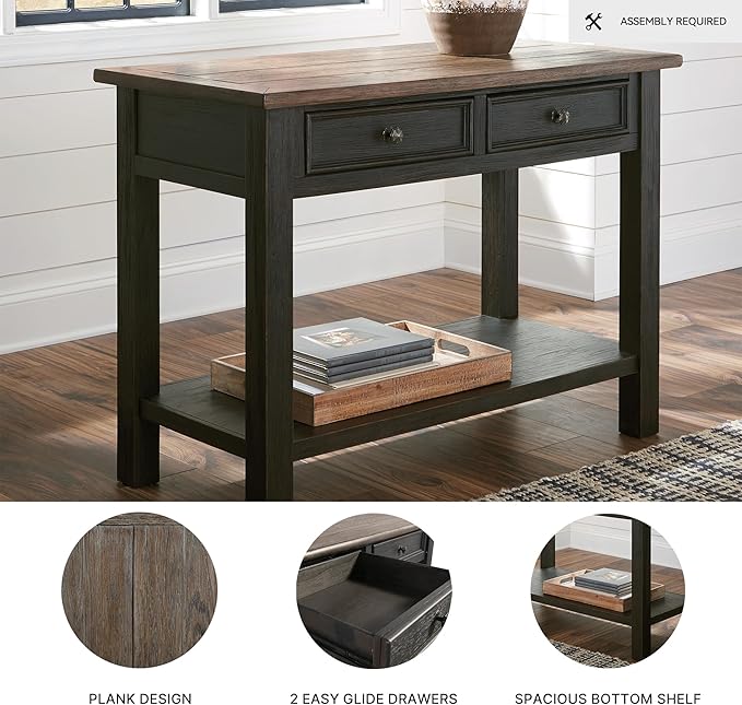 Signature Design by Ashley Tyler Creek Modern Farmhouse Sofa Table, Brown & Black
