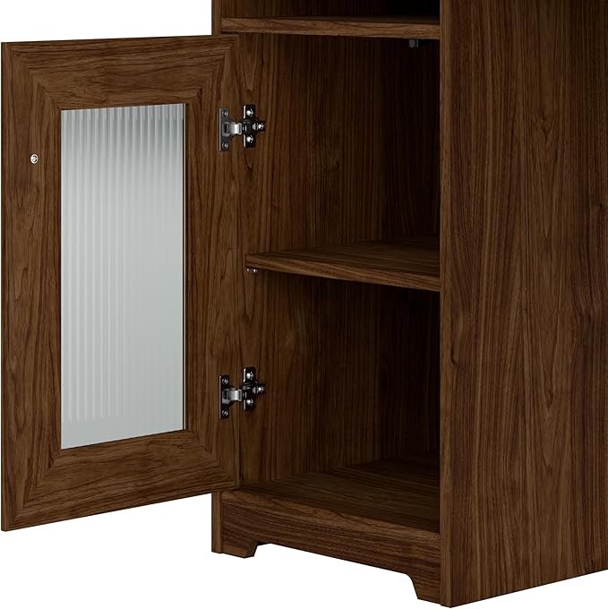 Bush Furniture Cabot L Shaped Desk with Hutch | Corner Desk with Storage for Home Office in Modern Walnut | 60W L Shaped Computer Desk