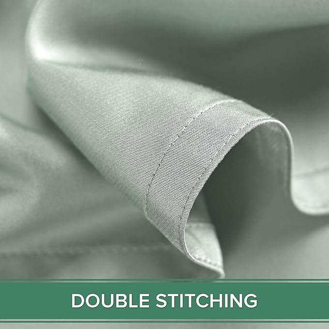 Full Sheets by Pure Bamboo, Genuine 100% Organic Viscose Derived from Bamboo Bed Sheet Set, Luxuriously Soft & Cooling, Double Stitching, Lifetime Quality Promise (Full, Sea Glass)
