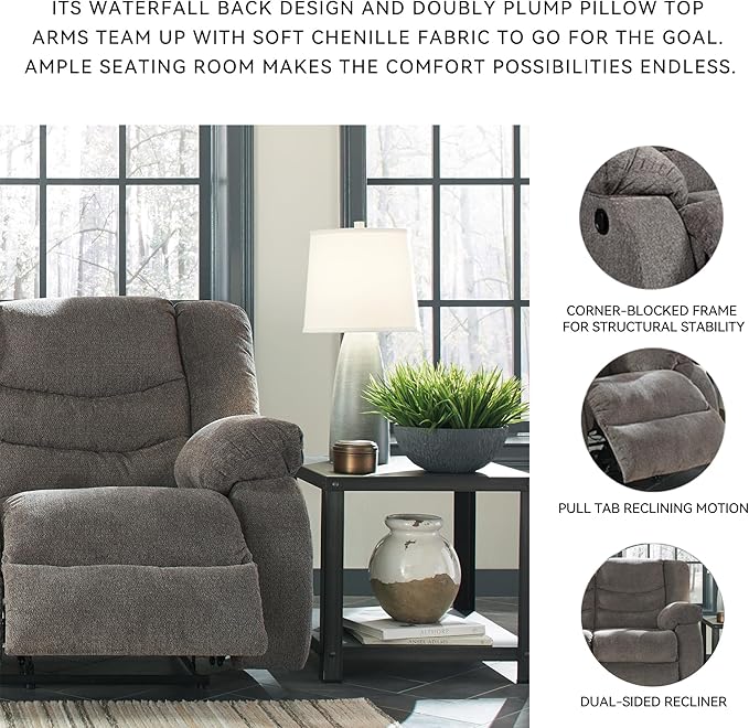 Signature Design by Ashley Loveseat Reclining, Dark Gray