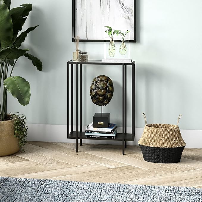Vireo 22'' Wide Rectangular Console Table with Metal Shelf in Blackened Bronze