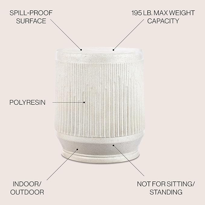 JONATHAN Y TBL1103A Kline 17.5" Mid-Century Modern Brutalist Indoor/Outdoor Accent Table Art Deco, Minimalist, Contemporary, Patio, Garden, Bathroom, Living Room, Cream Terrazzo Finish