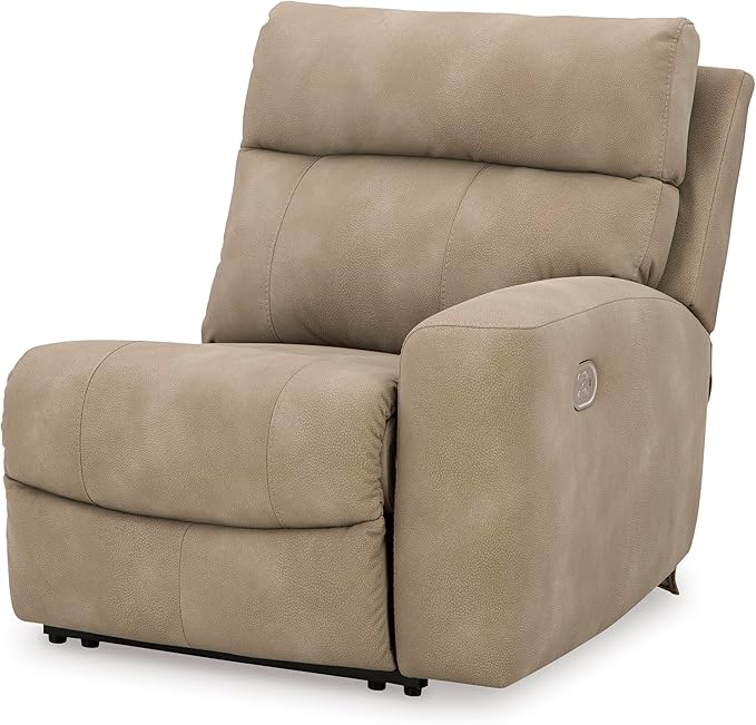 Signature Design by Ashley Next-Gen DuraPella Contemporary Faux Leather Modular Wall Hugger 2-Piece Power Reclining Sectional Loveseat with Adjustable Headrest and USB Ports, Light Brown