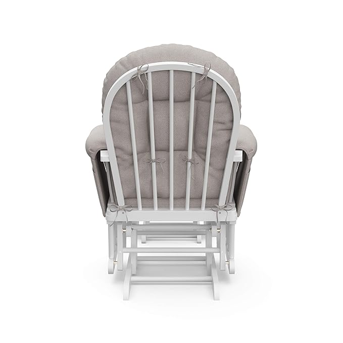 Storkcraft Premium Hoop Glider & Ottoman (White/Taupe Swirl) — GREENGUARD Gold Certified Nursery Glider, Solid Wood Craftsmanship, Smooth-Gliding Nursery Chair and Ottoman, Award-Winning