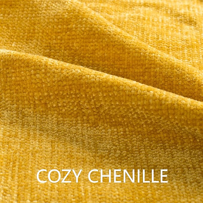 Chenille Throw Blanket for Couch 60"X 80" Twin, Soft Cozy Throws with Fringe Tassel for Bed Sofa Chair Cover, Lightweight Knitted Decorative Boho Blankets for Living Room, Yellow