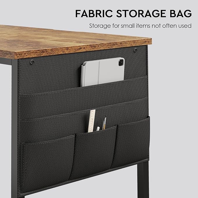 Ｍａｉｈａｉｌ Maihail Small Desk with Drawers, 40 inch Computer Desk with Shelves, Writing Desk with Storage, Small Office Desk with Metal Frame, Rustic Brown2