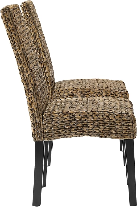 Crosley Furniture Edgewater Handwoven Natural Fiber Rattan Dining Chairs Set of 2, Seagrass