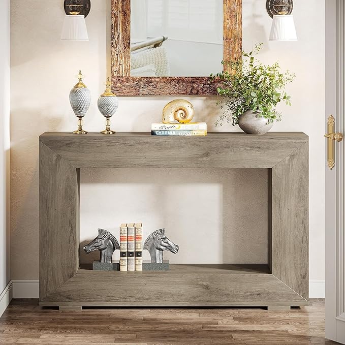 Tribesigns Farmhouse Console Table, 47 Inches Entryway Console Table with Storage, Industrial Hallway Accent Table for Living Room, Entrance