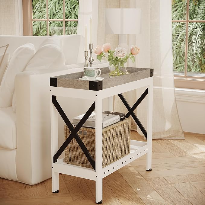 Narrow Side Table, End Table,Sofa Side Table, End Table Nightstand for Bedroom, Living Room, Small Spaces
