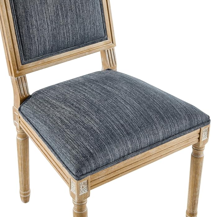 Merax Upholstered Solid Wood Dining Chairs Set of 2, French Country Style Accent Side Seating Furniture for Kitchen, Living Room, Cushioned Back, Blue Gray