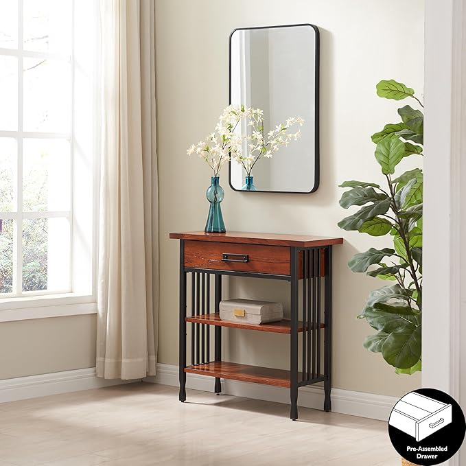 Leick Home SINCE 1912 Ironcraft Foyer Bookcase with Drawer Storage