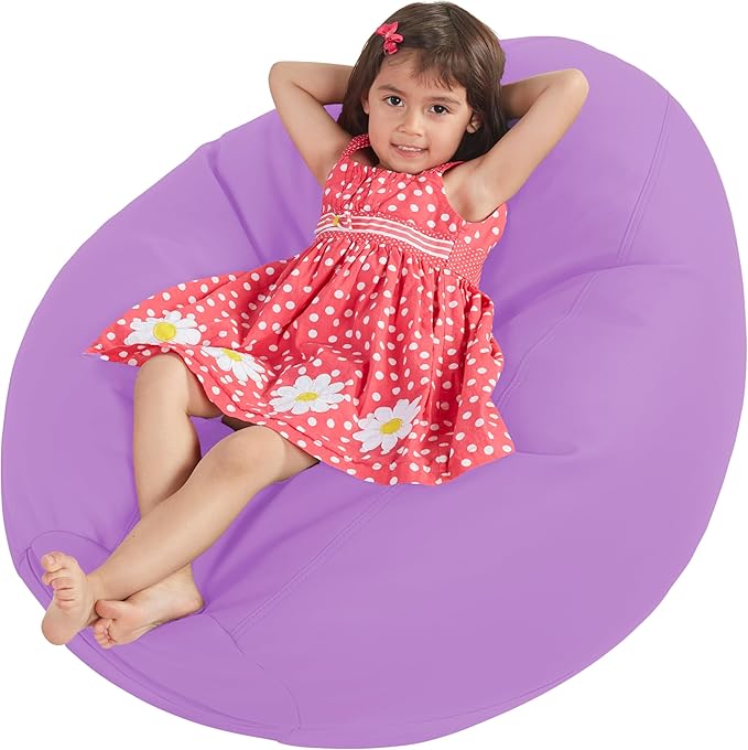 FDP SoftScape Dew Drop Bean Bag Chair with Supportive High-Back Design, For Kids, Teens and Adults, Alternative Seating for Dorms, Schools, Libraries, Daycares or Home - Lavender, 10479-LV