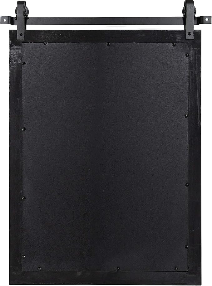 Kate and Laurel Cates Farmhouse Wood Framed Wall Mirror, 18 x 26, Black, Barn Door-Inspired Rustic Mirrors for Wall