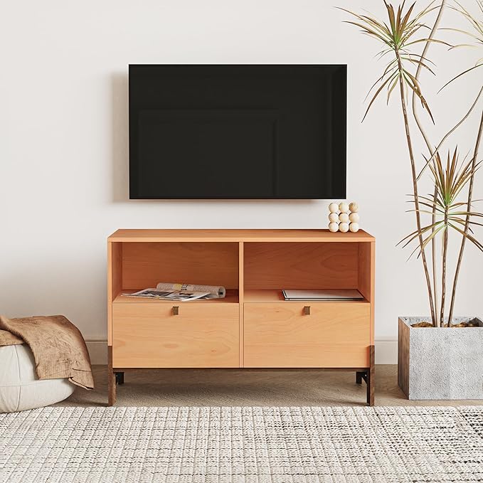 Sebastack TV Stand, Expandable Television Stand, Customizable Coffee Table with Drawer, Entertainment Center and Media Console with Storage for Living Room, Bedroom, 31 inch Beech Color (1 pcs)