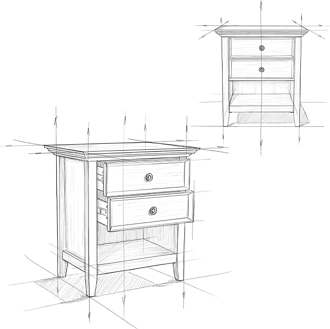 SIMPLIHOME Amherst SOLID WOOD 24 Inch Wide Traditional Bedside Nightstand Table in Fog Grey, For the Living Room and Bedroom