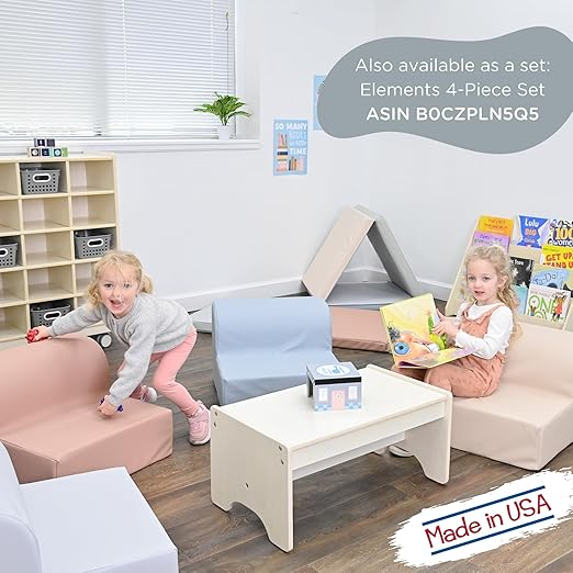 Children's Factory Library Lounger, Flexible Seating Classroom Furniture, Comfy Kids Chairs, Fog Blue, Single Lounger