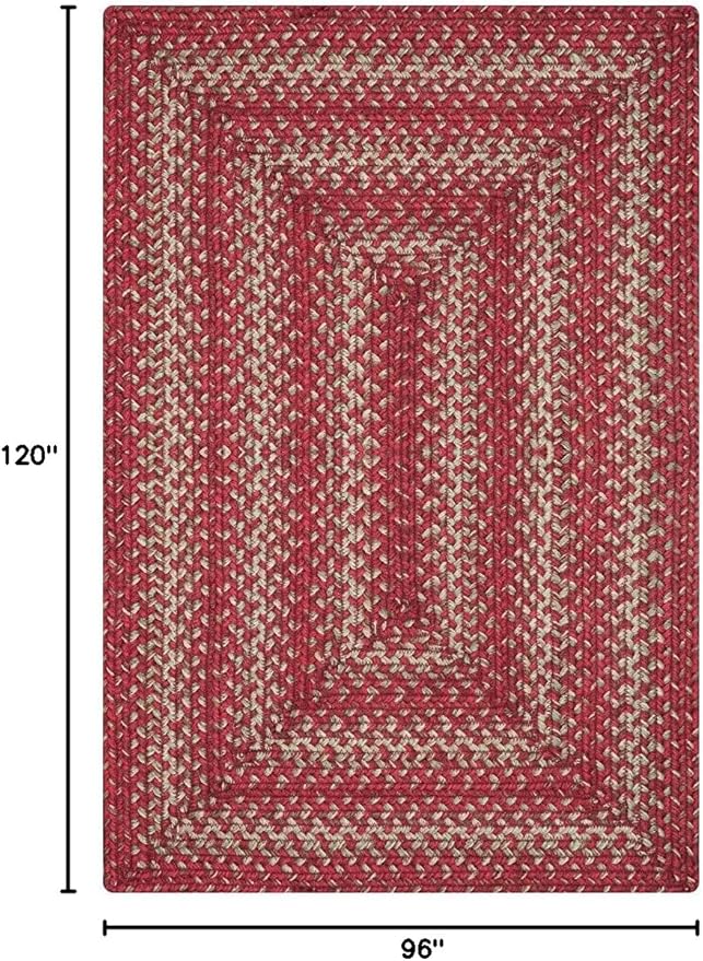 Homespice Apple Pie Jute Red 8x10' Braided Area Rug for Living Room, Bedroom and Dining Room. Pet Friendly. Decor Styles- Farmhouse Rug, Rustic, Vintage, Cottage, Primitive, Country, Boho Rug