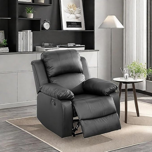 Leather Recliner Chair, Recliner Home Theater Seating, Electric Reclining Chair for Adult, Breathing Chair for Living Room, Black