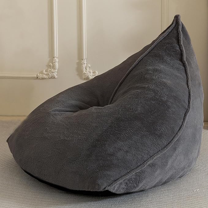 BYBYME Bean Bag Chairs Sherpa Lazy Sofa, Giant Beanbag Chairs for Adults with Stuffed High Density Foam Filling, Comfy Chair for Living Room