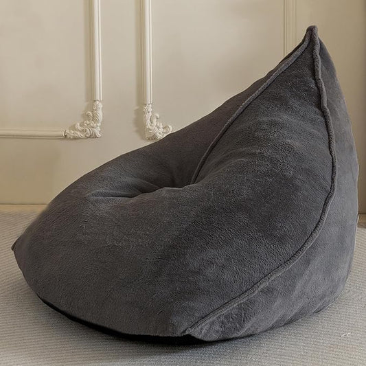 BYBYME Bean Bag Chairs Sherpa Lazy Sofa, Giant Beanbag Chairs for Adults with Stuffed High Density Foam Filling, Comfy Chair for Living Room