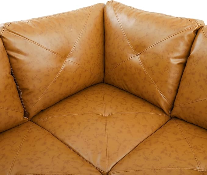 NicBex Sectional Couch 3 Pieces Sofa Set with Left Chaise Faux Leather L Shaped Cloud Couch for Living Room Furniture Sets with Storage Ottoman, Modular Sofa for Living Room & Apartment, Ginger