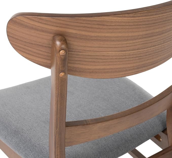 Christopher Knight Home Idalia Curved Leg Rectangular Dining Set, 5-Pcs Set, Natural Walnut / Dark Grey