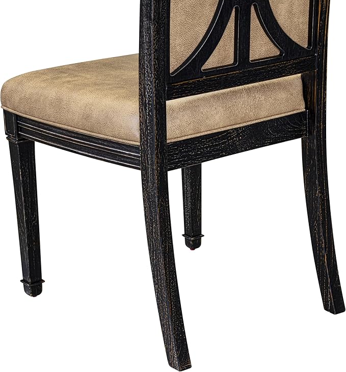 LKAM9-SBB-28 9-Piece Kitchen Table Set Consists of a Dining Table and 8 Beige Polyester Fabric Dining Chairs with High Back - Sand Blasting Black Finish