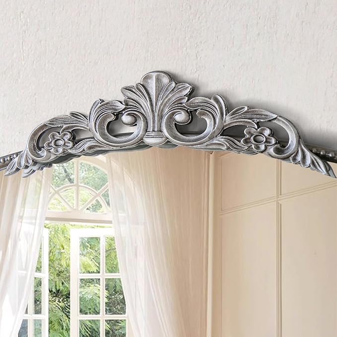 Micasso Arendahl Traditional Arch Mirror, 36" x 24" Silver French Style Arched Mirror for Countertop, Entryway, Fireplace and Living Room
