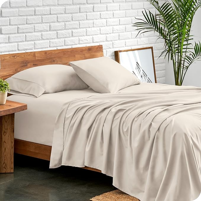 Bare Home Full Sheet Set - Luxury 1800 Ultra-Soft Microfiber Full Bed Sheets - Double Brushed - Deep Pockets - Easy Fit - 4 Piece Set - Bedding Sheets & Pillowcases (Full, Wheat)