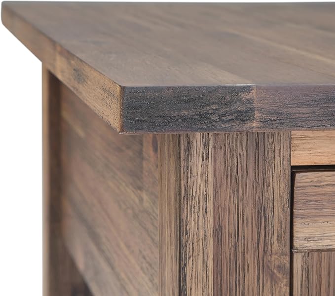 SIMPLIHOME Monroe SOLID ACACIA WOOD 14 inch Wide Rectangle Rustic Narrow Side Table in Rustic Natural Aged Brown for the Living Room and Bedroom