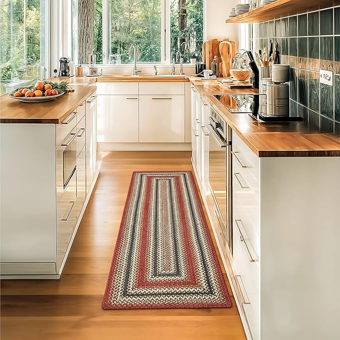 Homespice Chester Red Country Braided Hall Runner 22x72 The Perfect Kitchen Runner Rug