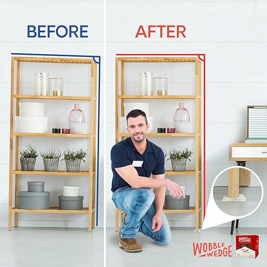 WOBBLE WEDGES Flexible Plastic Shims - Leveling Shims for Home Improvement, Furniture Levelers, Table, and Toilet for Leveling - Made in USA Plastic Wedges Shim for Appliances (Clear, 30-Pack)